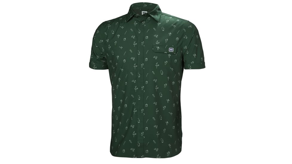 Helly Hansen Oya Short Sleeve Shirt - Mens, Jungle Green Print, Large, 62854-390-L