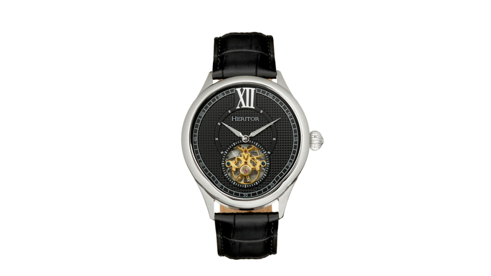 Heritor Automatic Hayward Semi-Skeleton Watch - Mens, Black/Black/Silver, One Size, HERHR9402