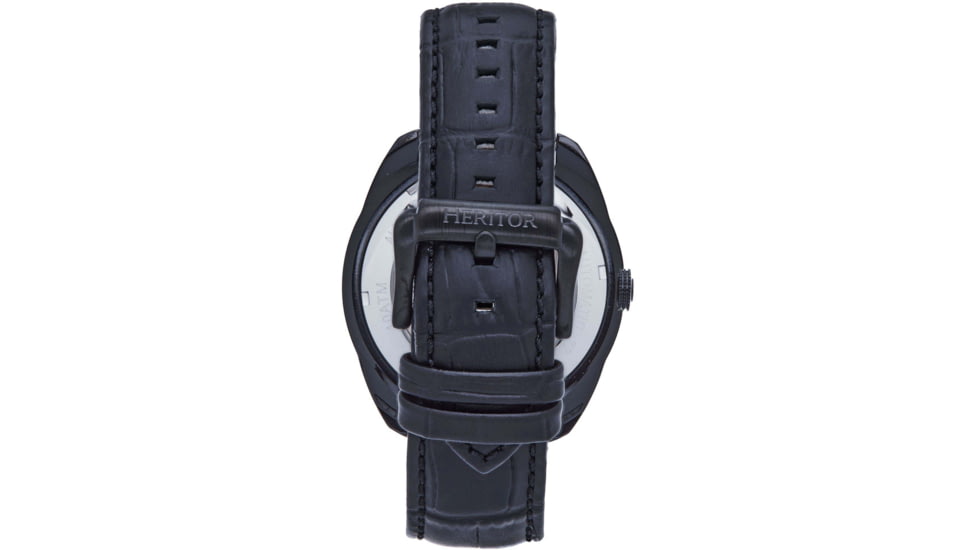 Heritor Automatic Roman Semi-Skeleton Leather-Band Watch, Black, One Size, HERHS2205