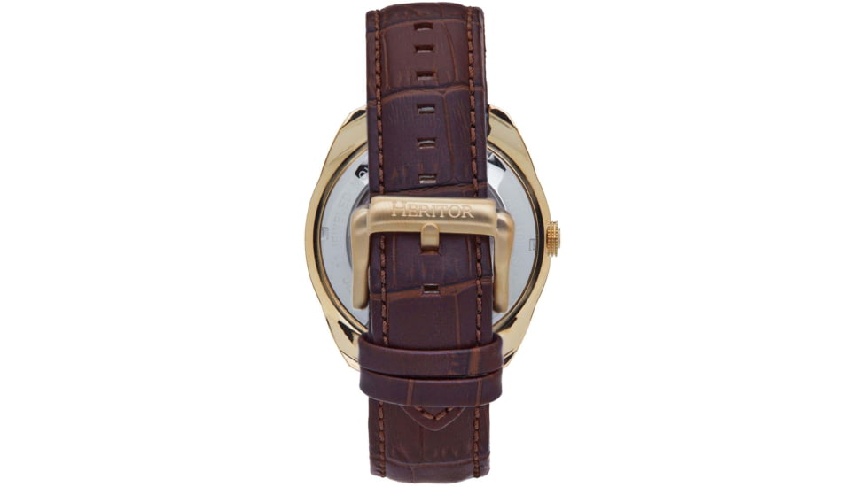 Heritor Automatic Roman Semi-Skeleton Leather-Band Watch, Gold/Brown, One Size, HERHS2203