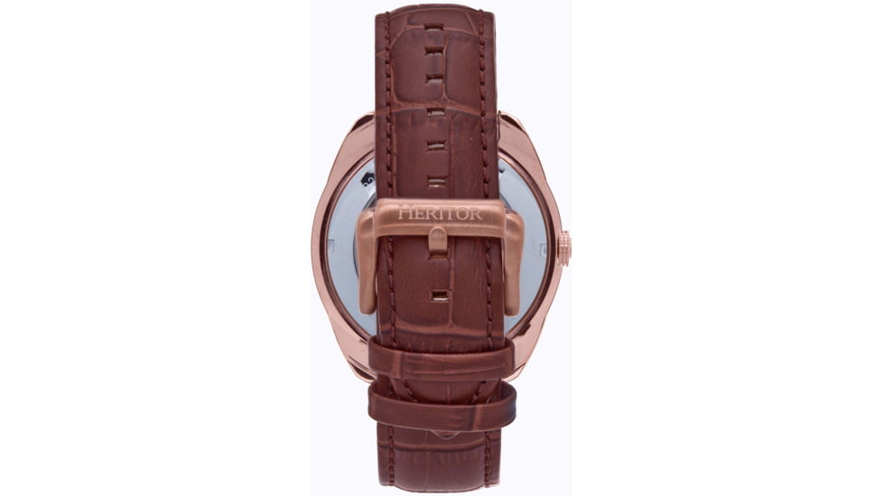 Heritor Automatic Roman Semi-Skeleton Leather-Band Watch, Rose Gold/Light Brown, One Size, HERHS2204