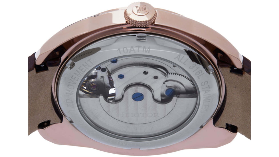 Heritor Automatic Roman Semi-Skeleton Leather-Band Watch, Rose Gold/Light Brown, One Size, HERHS2204