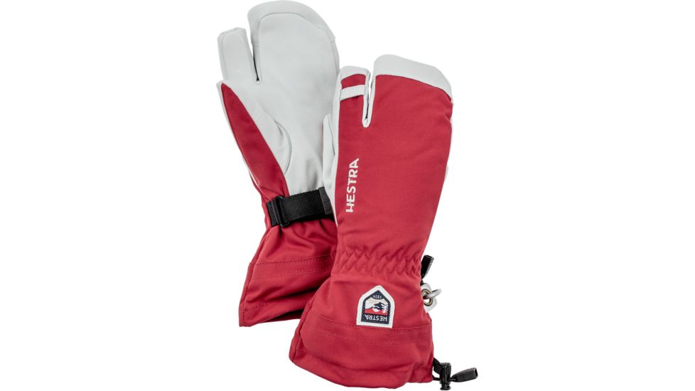 Hestra Army Leather Heli Ski Three Finger Glove - Mens-Red-9
