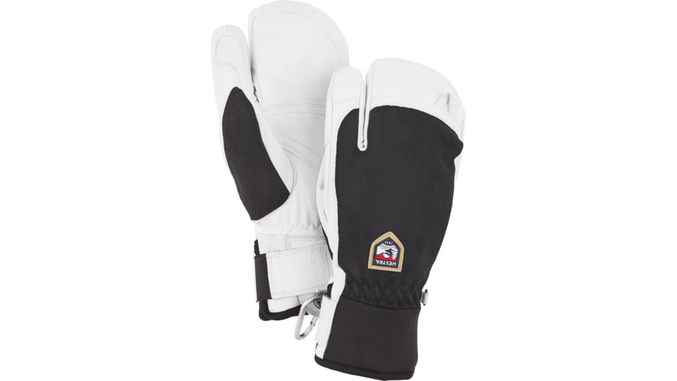 Hestra Army Leather Patrol 3 Finger Glove, Black, 6, 30592-100-6