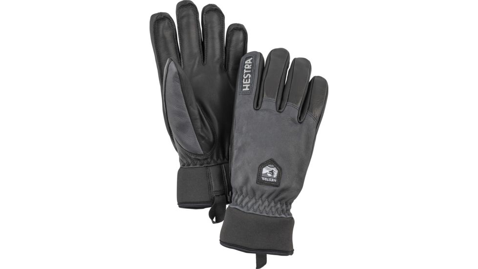 Hestra Army Leather Wool Terry 5 Finger Glove - Unisex, Grey/Black, 07, 30800-350100-07