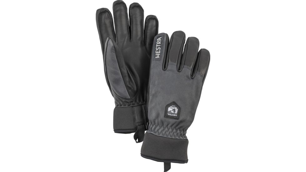 Hestra Army Leather Wool Terry 5 Finger Glove - Unisex, Grey / Black, 11, 30800-350100-11