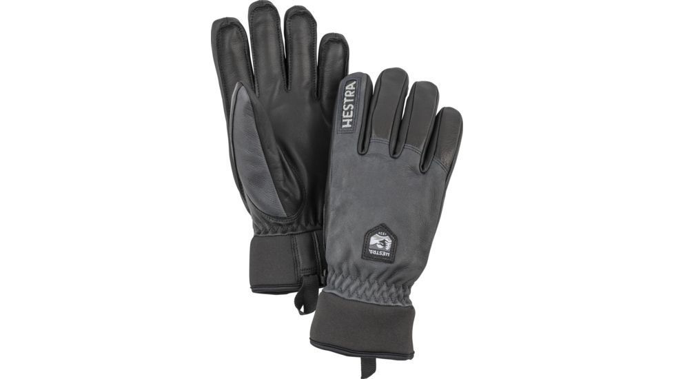 Hestra Army Leather Wool Terry 5 Finger Glove - Unisex, Grey / Black, 6, 30800-350100-06