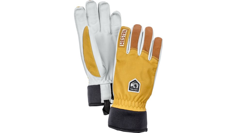 Hestra Army Leather Wool Terry 5 Finger Glove - Unisex, Yellow / Cork, 7, 30800-440710-07