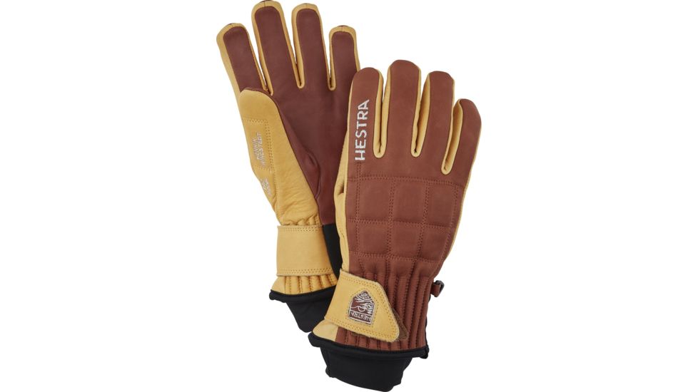 Hestra Henrik Leather Pro Model 5 Finger Glove, Brown/Tan, 11, 30820-750701-11