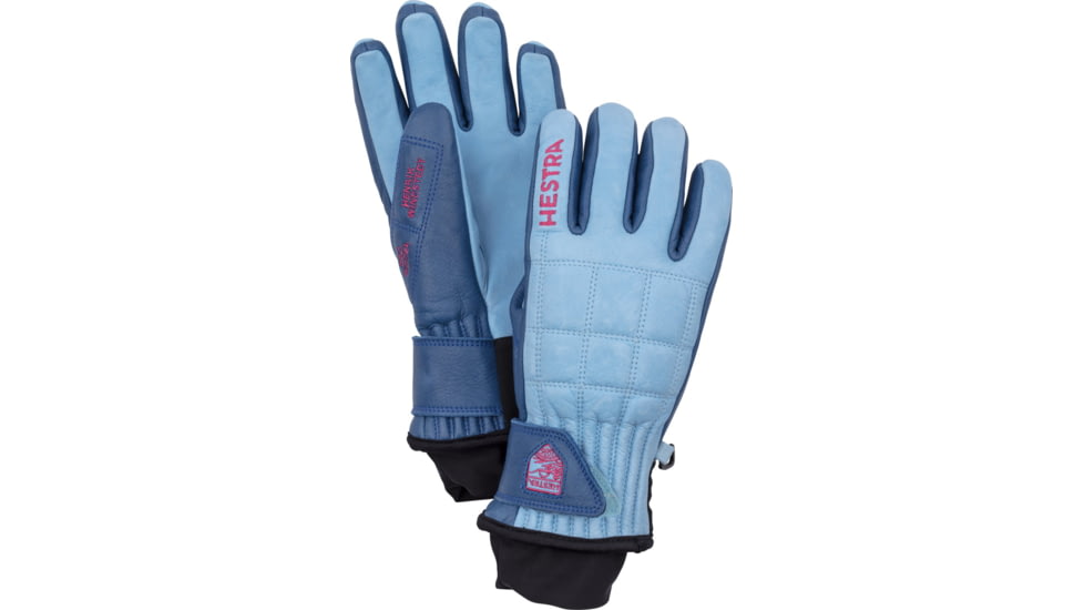 Hestra Henrik Leather Pro Model 5 Finger Glove, Light Blue/Royal Blue, 7, 30820-210250-07