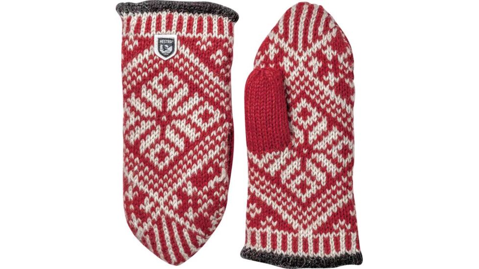 Hestra Nordic Wool Mitt - Women's-Red/Grey-10