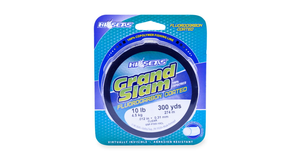 Hi-Seas Grand Slam Fluorocarbon Coated Fishing Line 10 lb, Clear, 300 yd, GSF-F300-10CL