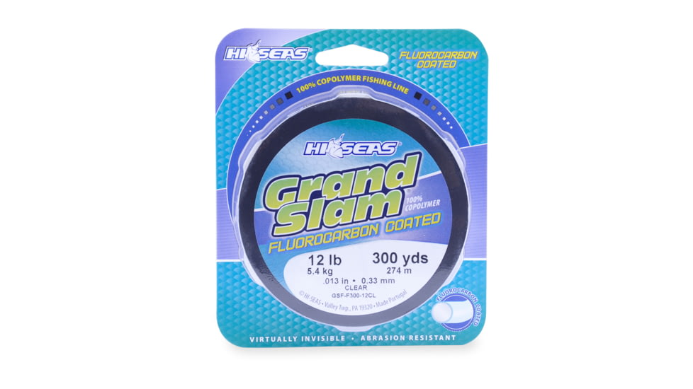 Hi-Seas Grand Slam Fluorocarbon Coated Fishing Line 12 lb, Clear, 300 yd, GSF-F300-12CL