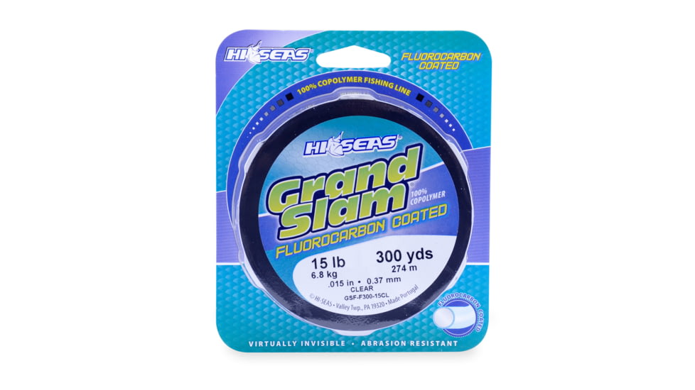 Hi-Seas Grand Slam Fluorocarbon Coated Fishing Line 15 lb, Clear, 300 yd, GSF-F300-15CL
