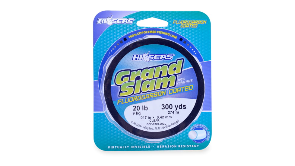 Hi-Seas Grand Slam Fluorocarbon Coated Fishing Line 20 lb, Clear, 300 yd, GSF-F300-20CL