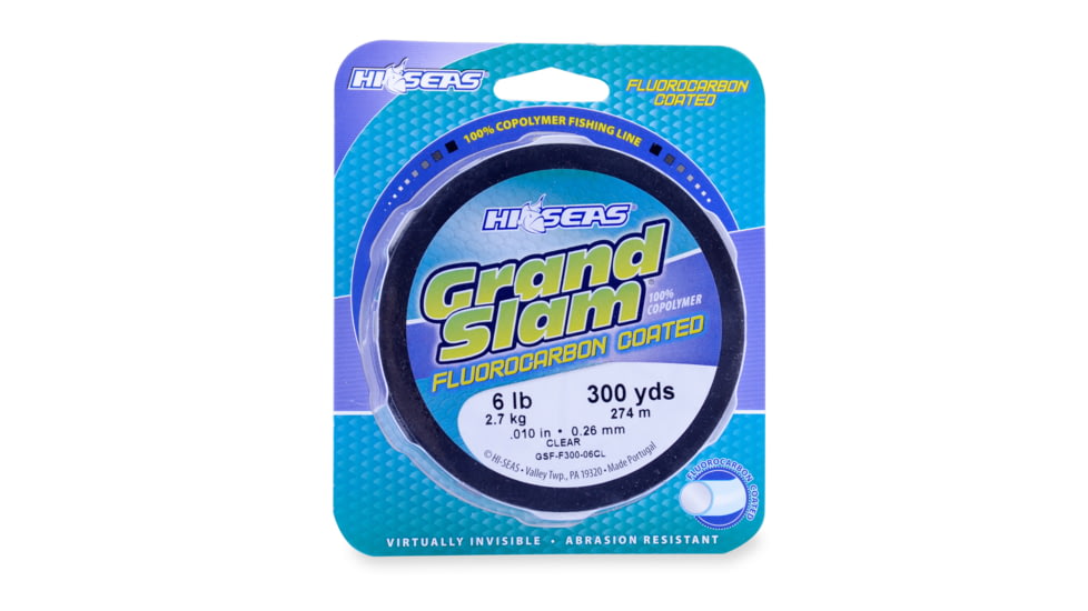 Hi-Seas Grand Slam Fluorocarbon Coated Fishing Line, 6 lb, Clear, 300 yd, GSF-F300-06CL