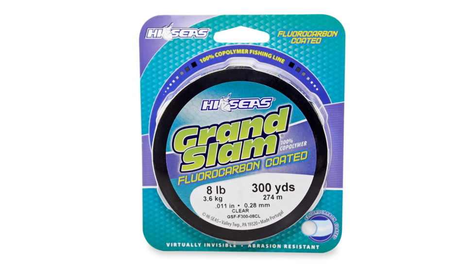 Hi-Seas Grand Slam Fluorocarbon Coated Fishing Line, 8 lb, Clear, 300 yd, GSF-F300-08CL