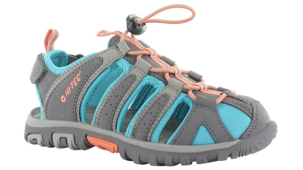 Hi-Tec Cove Jr Sandal - Kids-Cool Grey/Blue Curacoa/Papaya-12 Kid
