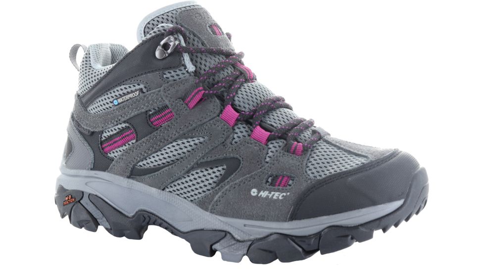 Hi-Tec Ravus Vent Mid WP Hiking Boots - Womens, Charcoal/Cool Grey/Amarath, Medium, 11, 24126-M110