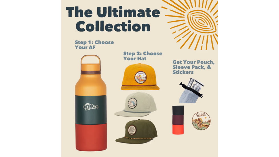Hibear Ultimate Adventure Collection Kit w/ Bottle, Hat, Pouch, Sleeve Pack, Stickers, Multi, One Size, the-complete-set