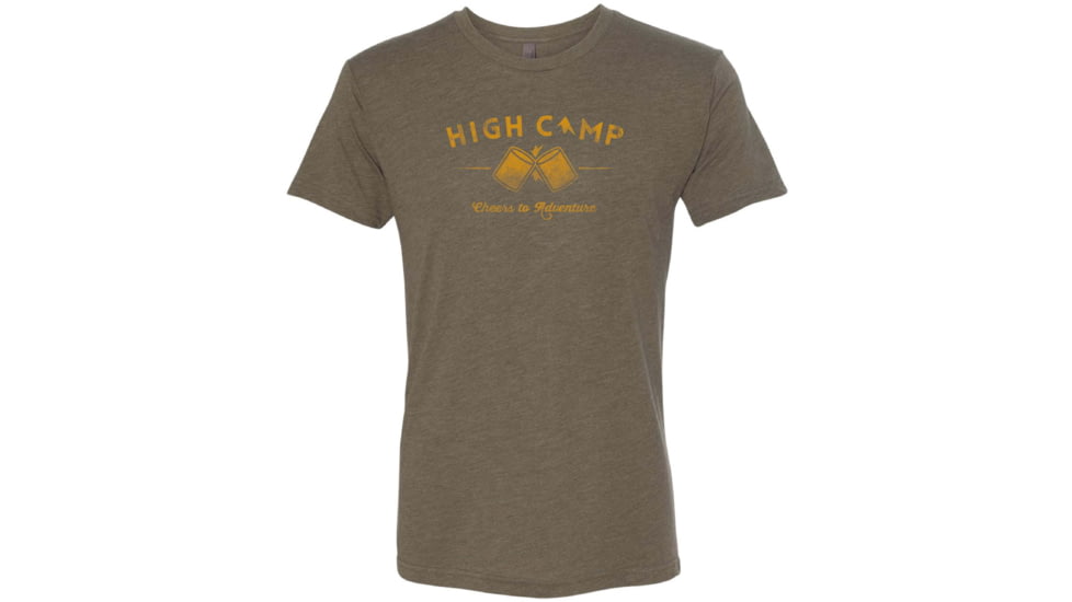 High Camp Flasks Cheers to Adventure Heathered Tri-Blend Tee - Mens, Heathered Olive, Large, TSOLL