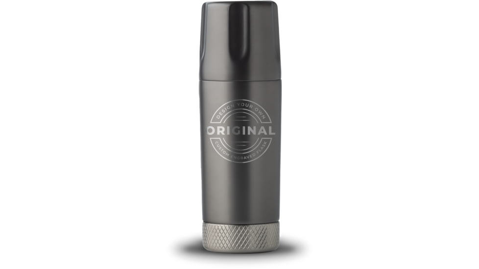 High Camp Flasks Custom Engraved Torch Flask, Gunmetal, 6oz, c1138