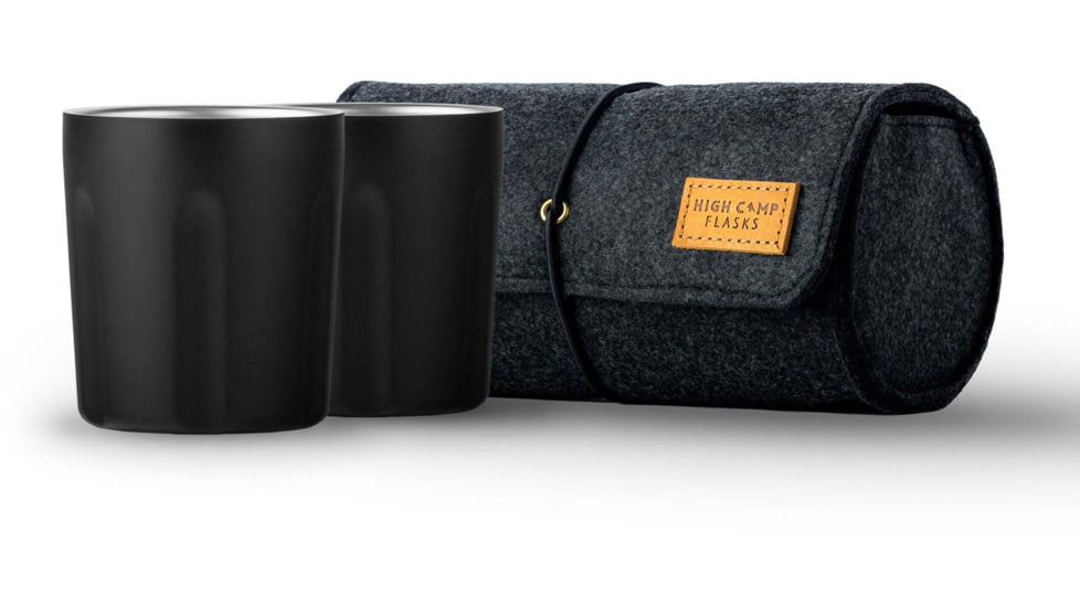 High Camp Flasks Firelight Tumbler, 2 Pack w/ Wool Case, Onyx, 375ml, 2116x