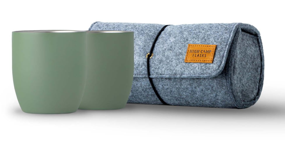 High Camp Flasks Parkside Tumbler, 2 Pack w/ Wool Case, Cypress, 375ml, 1102B