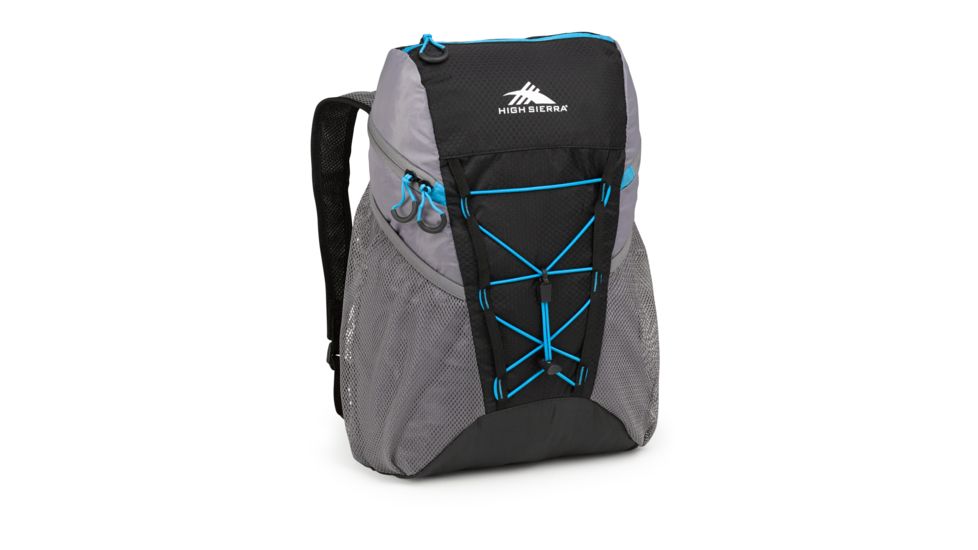 High Sierra Pack-N-Go 2 18L Sport Backpack, Black/Charcoal/Pool, 18.0inx 11.0inx 8.0in, 63906-4415