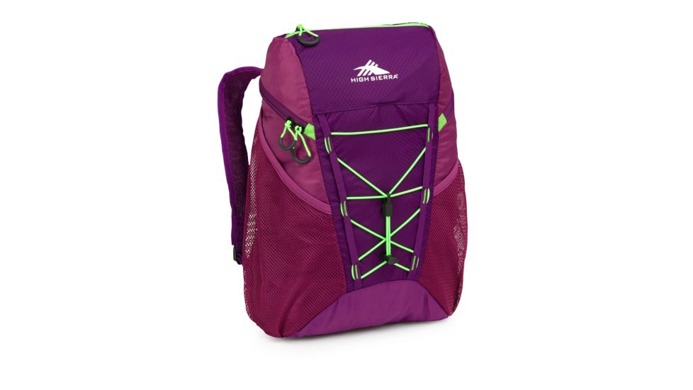 High Sierra Pack-N-Go 2 18L Sport Backpack, Eggplant/Berry Blast/Lime, 18.0inx 11.0inx 8.0in, 63906-4414