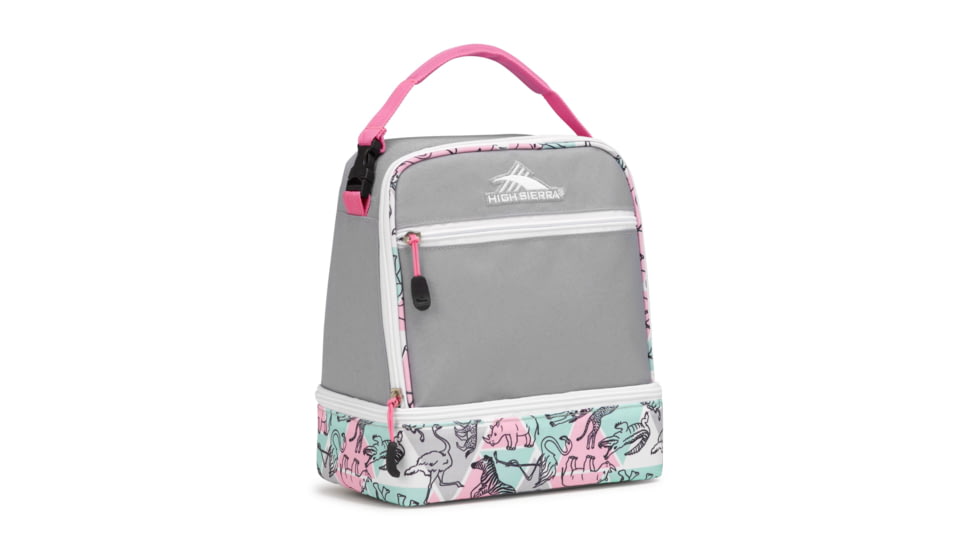 High Sierra Stacked Compartment Lunch Bag, Ash/Safari/Pink Lemonade/White, 10.5inx 8.5inx 5.5in, 74714-5771