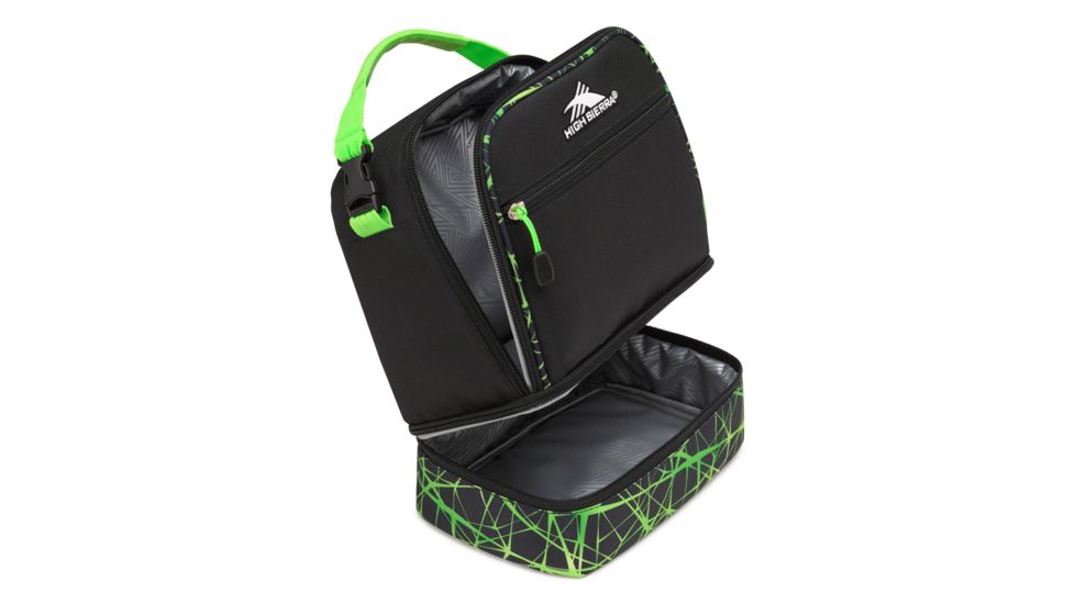High Sierra Stacked Compartment Lunch Bag, Black/Digital Web/Lime, 10.5inx 8.5inx 5.5in, 74714-5777