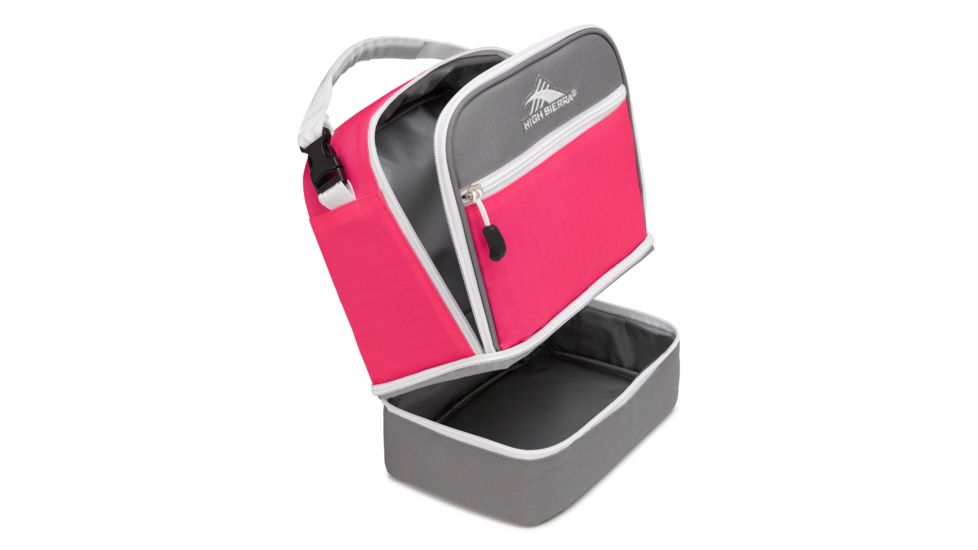 High Sierra Stacked Compartment Lunch Bag, Flamingo/Charcoal/White, 10.5inx 8.5inx 5.5in, 74714-4952