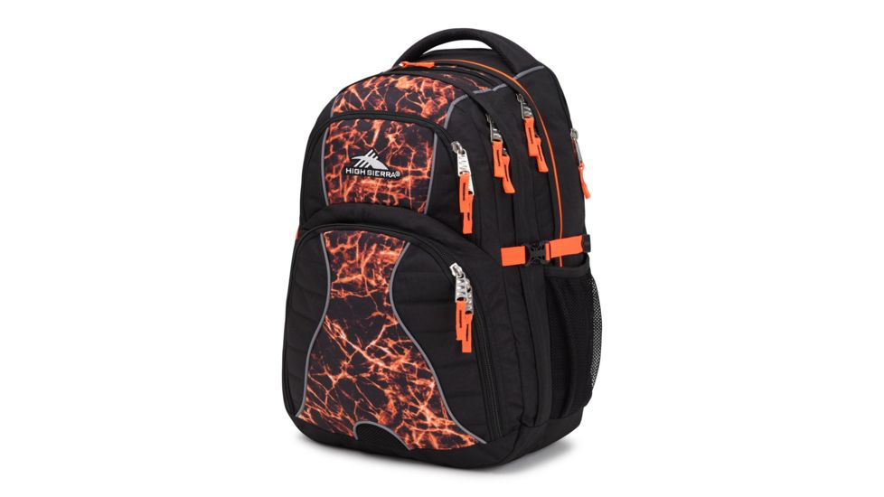 High Sierra Swerve Laptop Backpack, Black/Fireball/Elecric Orange, 19inx 13inx 8in, 53665-6724