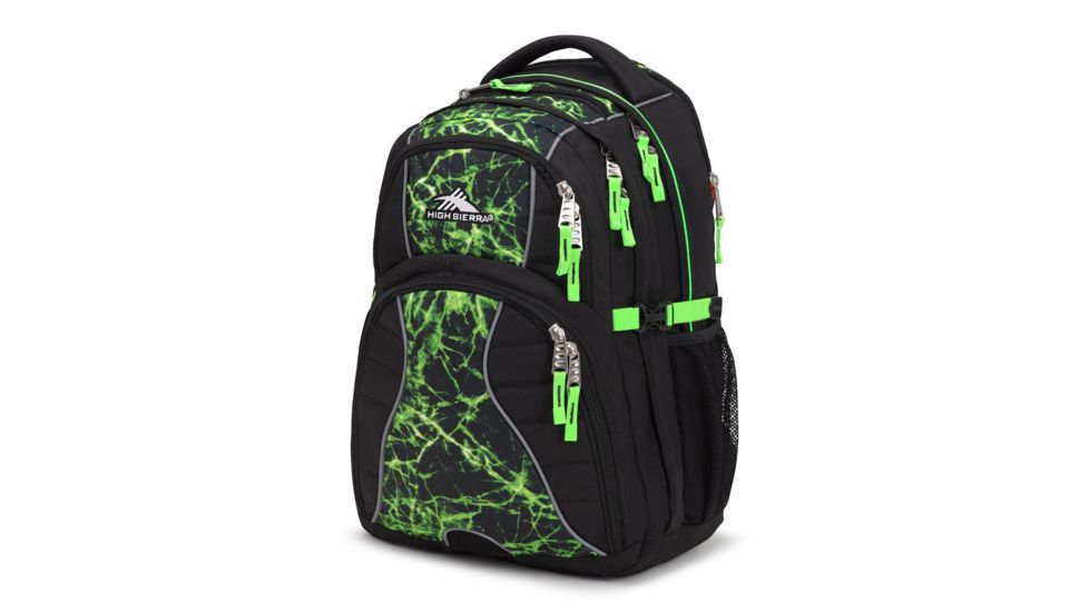 High Sierra Swerve Laptop Backpack, Black/Lime Fire/Lime, 19inx 13inx 8in, 53665-6725