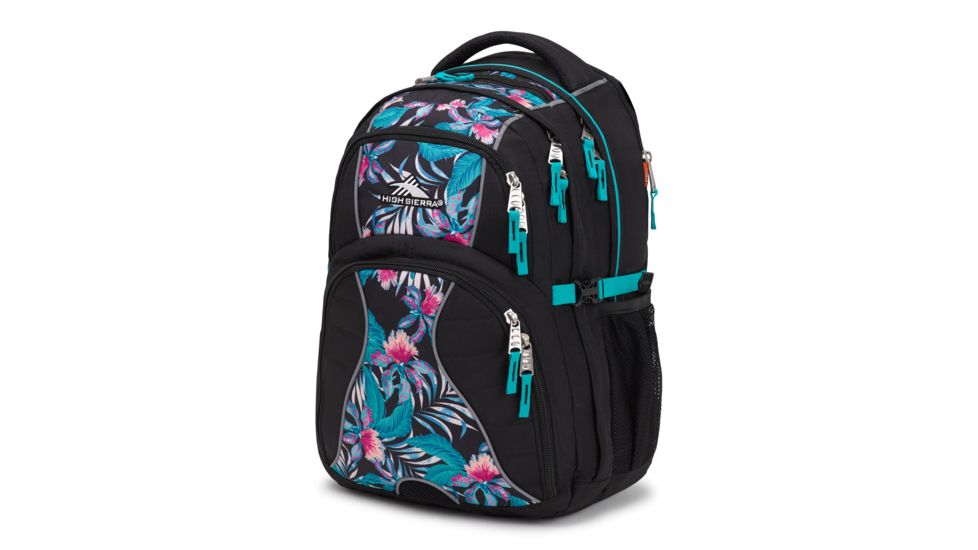 High Sierra Swerve Laptop Backpack, Black/Tropic Nights/Turquoise, 19inx 13inx 8in, 53665-6731