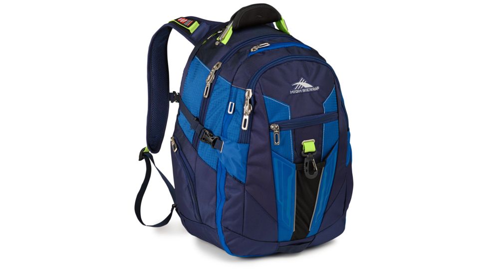 High Sierra XBT Laptop Business Backpack, True Navy/Royal Cobalt/Chartreuse, 19.5inx 13.0inx 7.0in, 58000-4178