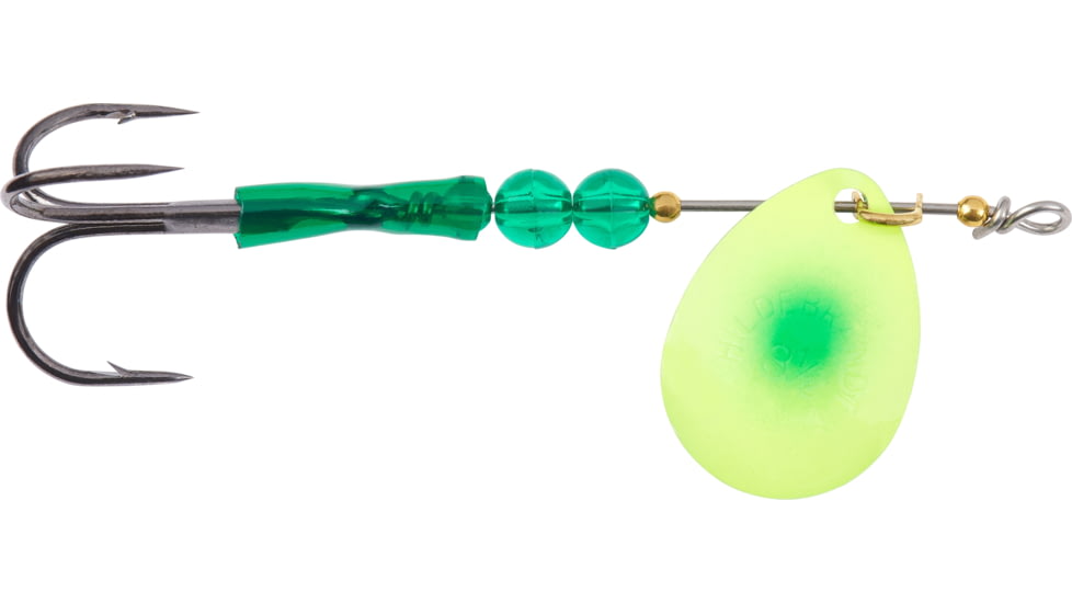 Hildebrandt Salmon Spinner, SZ 3.5, Chartreuse Green Dot Blade, SZ 1 Treble Hook, 335-CGDCB