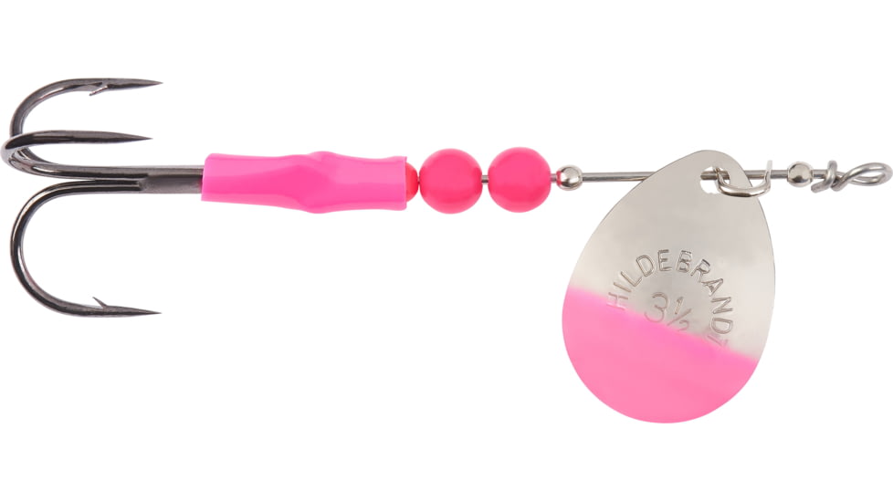 Hildebrandt Salmon Spinner SZ 3.5, Nickel Pink Tip Blade, SZ 1 Treble Hook, 335-NP