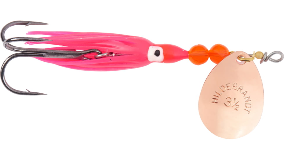 Hildebrandt Salmon Spinner w/Squid, SZ 3.5, Copper Blade, Red Yamashita Squid, SZ 1 Treble Hook, 1335-C