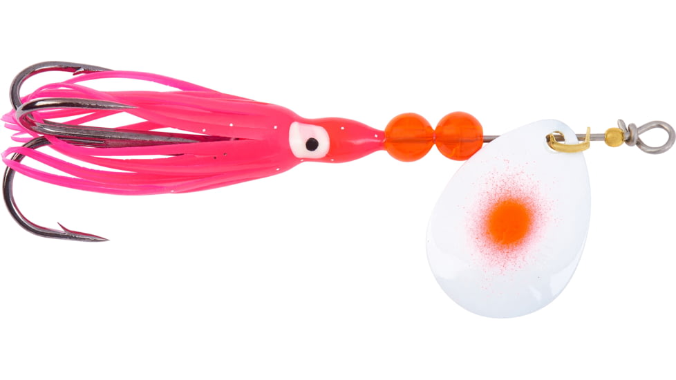 Hildebrandt Salmon Spinner w/Squid, SZ 3.5, Pearl Red Dot Blade, Red Yamashita Squid, SZ 1 Treble Hook, 1335-PLRD