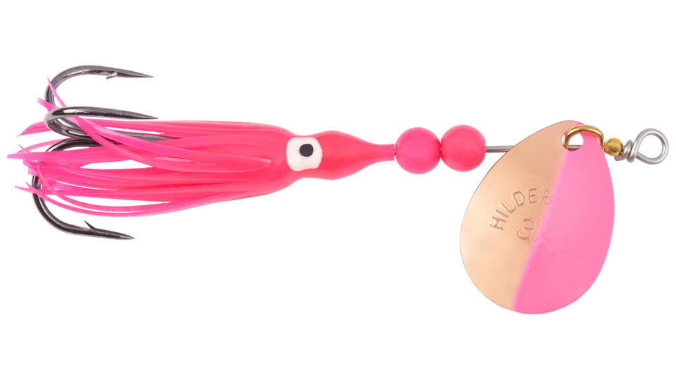 Hildebrandt Salmon Spinner w/squid, SZ 4, Copper Pink, Red Yamashite squid, 1340-CP