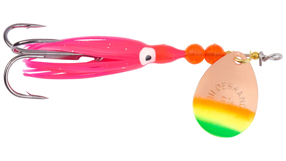 Hildebrandt Salmon Spinner w/squid, SZ 4, Copper Red Chart Green, Green Yamashite squid, 1340-CRCG