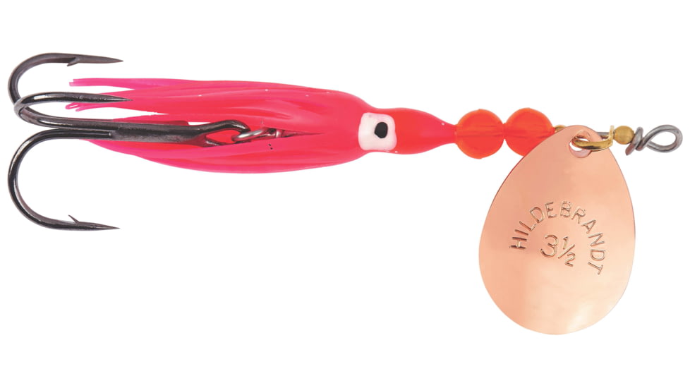 Hildebrandt Salmon Spinner w/squid, SZ 4, Copper, Red Yamashite squid, 1340-C