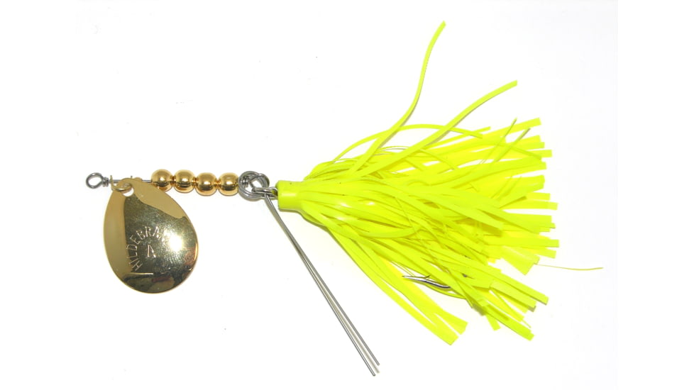 Hildebrandt Snagless Sally Spinner, 4 1/8in, 3/8 oz, 3/0 Hook Chartreuse Skirt with Gold Blade, 4SSG-C
