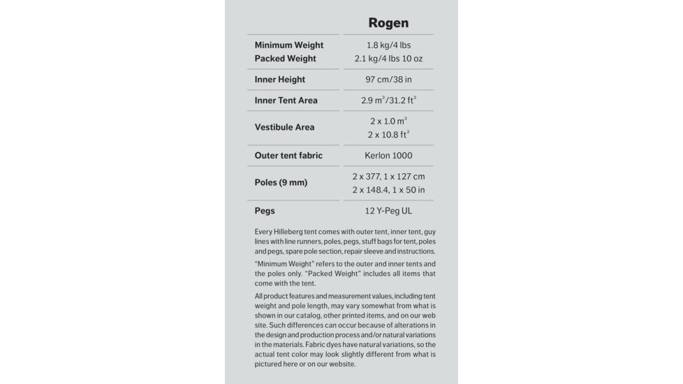 Hilleberg Rogen 2 Tent - 2 Person, 3 Season-Green