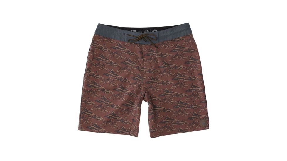 HippyTree Mens Himalaya Trunk Board Shorts, Rust, 30 Waist, 2161-RUST-30