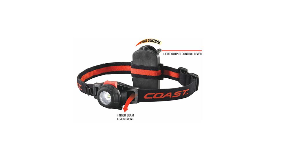 Coast HL6 LED 153 Lumens 3AAA Headlamp, Black/Red - Box Pack 19268