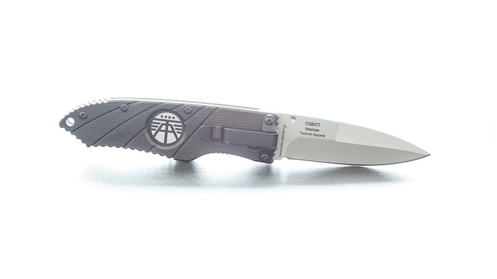 Hoffner Knives Folding Knife, 2.8in, 440c, Spear Point Blade, Flatline Black Grip, Silver Smooth Blade, FK-S2SBS-FB