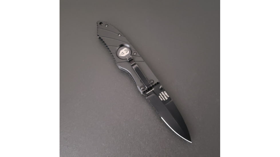 Hoffner Knives 2.8in Snap Folding Knife, 6.8in, Combo Edge, Black Handle, Black Finish, FK-S2CBK-FB